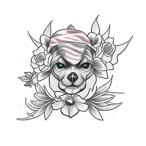 Old school Canadian Sphynx flowers tattoo design idea