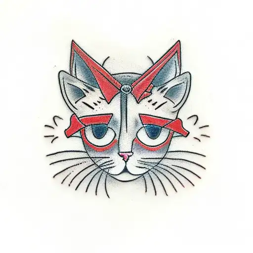 Old school cat tattoo design idea