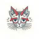 Old school cat tattoo design idea