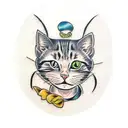 Old school cat tattoo design idea