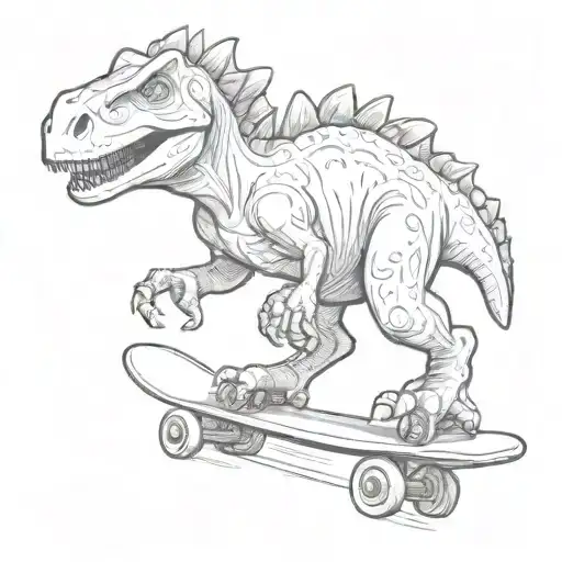 dinosaur on skate board tattoo design idea