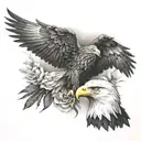 rosees and eagle tattoo design idea