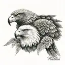 rosees and eagle tattoo design idea
