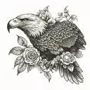 rosees and eagle tattoo design idea