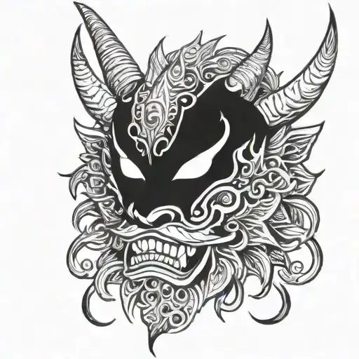 mascara oni tattoo design idea