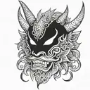 mascara oni tattoo design idea