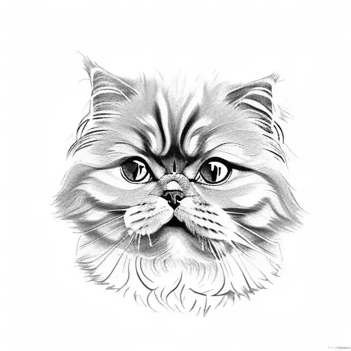 1 orange persian cat, 1 tabby cat, and a shih tzu tattoo design idea