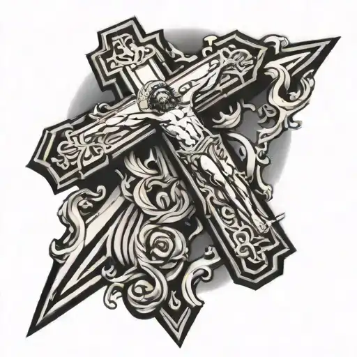 cross with jesus christ tattoo design idea