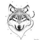 wolf with moon and arrow  tattoo design idea