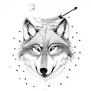 wolf with moon and arrow  tattoo design idea
