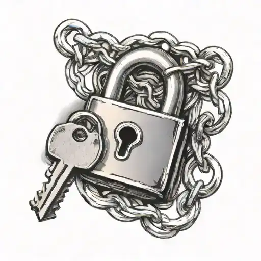 padlock with keys hanging tattoo design idea