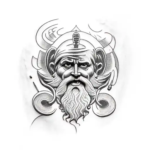god hephaestus in the forge tattoo design idea
