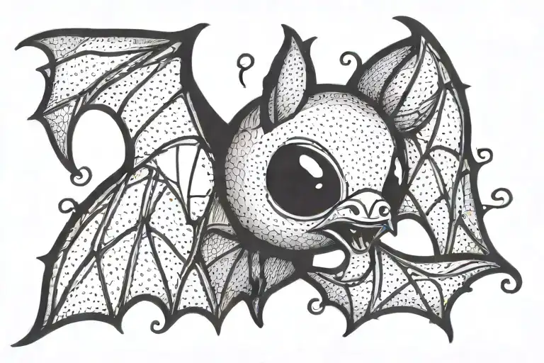 Cute bat tattoo design idea