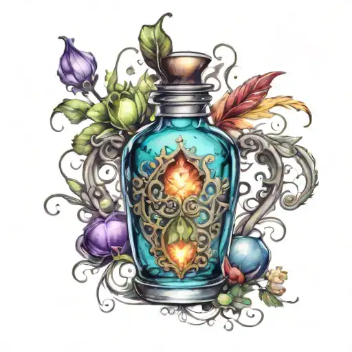 Magic Potion Tattoos colour tattoo design combining elements tattoo design idea