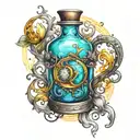 Magic Potion Tattoos colour tattoo design combining elements tattoo design idea