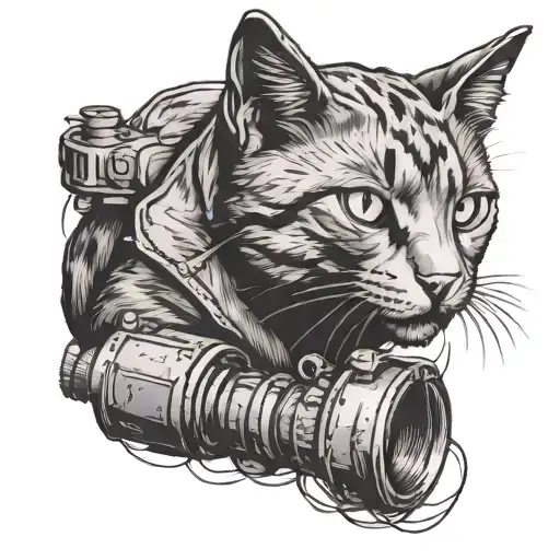 stray cat with grenade tattoo design idea