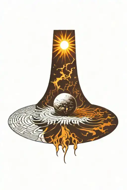 sun and moon merging together tattoo design idea