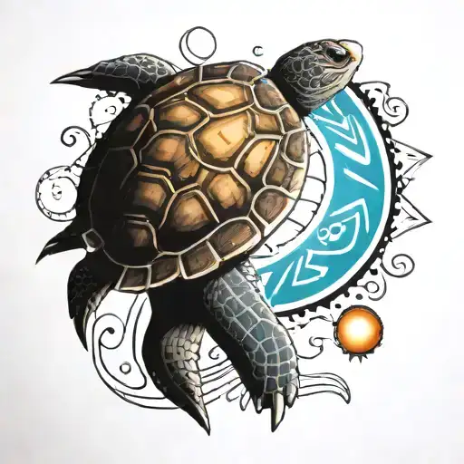 native american  turtle with sun and moon   tattoo design idea