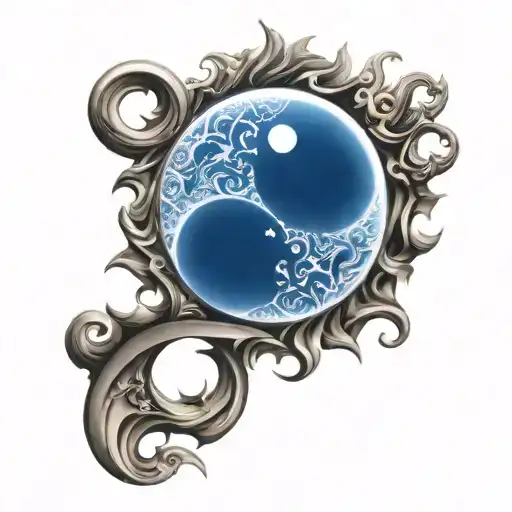 sun and moon yin yang tattoo design idea