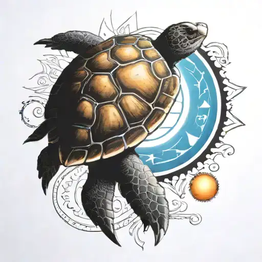 native american  turtle with sun and moon   tattoo design idea