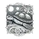 turtle with sun and moon in shell tattoo design idea