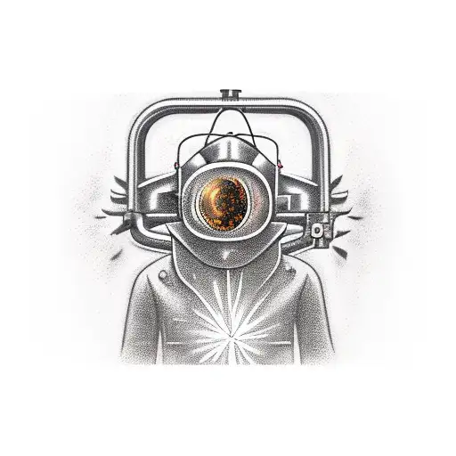 a welder welding a corvette C1 with sparks coming from the weld tattoo design idea