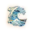 wave with fish armband tattoo design idea