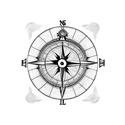 a forearm sleeve design for male that includes a compass, clock and horse tattoo design idea