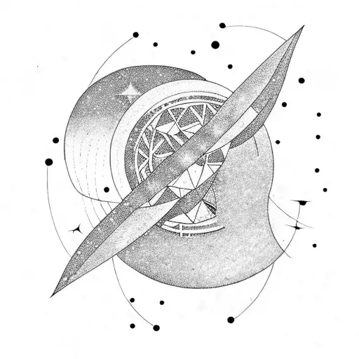 Moon line space geometry sparkles feminity dot spirituality tattoo design idea