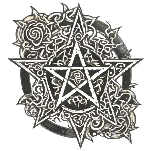 pentacle symbol & 666 symbols incorporated tattoo design idea