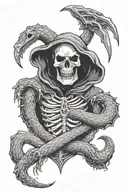 snake bites the grim reaper tattoo design idea
