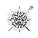 Thin line tattoo that can go on the arm or leg, small size approximately 4x3 cm in dimensions for 4 men brothers tattoo design idea