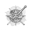 Thin line tattoo that can go on the arm or leg, small size approximately 4x3 cm in dimensions for 4 men brothers tattoo design idea