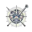 Thin line tattoo that can go on the arm or leg, small size approximately 4x3 cm in dimensions for 4 men brothers tattoo design idea