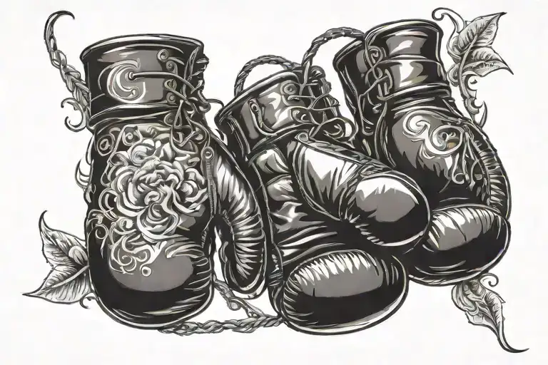 rosses boxing gloves hanging fire moon tattoo design idea