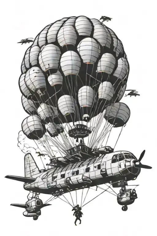 c130 parachute mass exit tattoo design idea