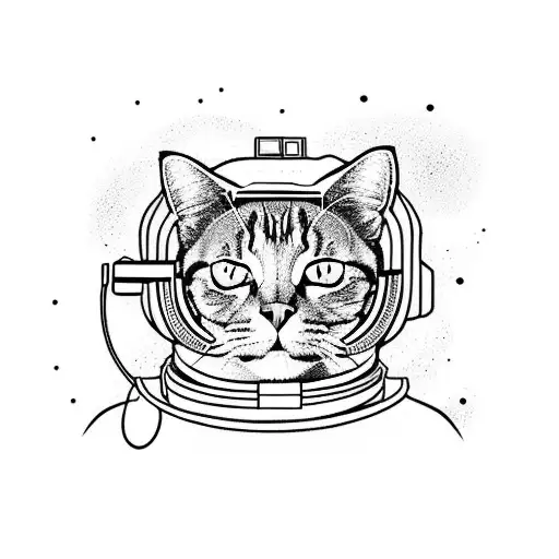 Cat In Space With Astronaut Suit tattoo design idea