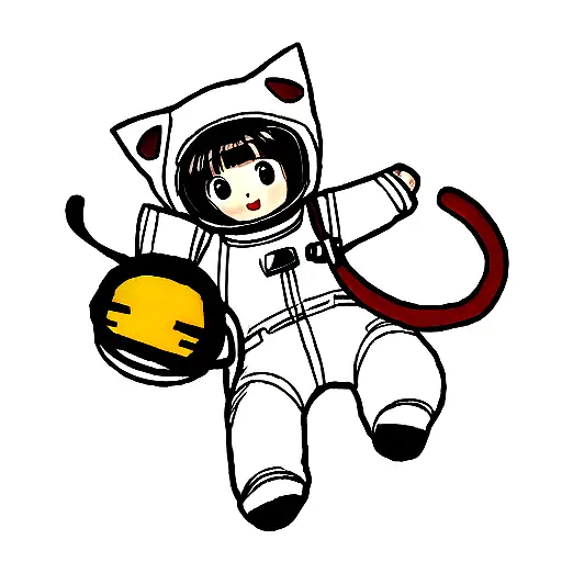 Cat In Space With Astronaut Suit tattoo design idea