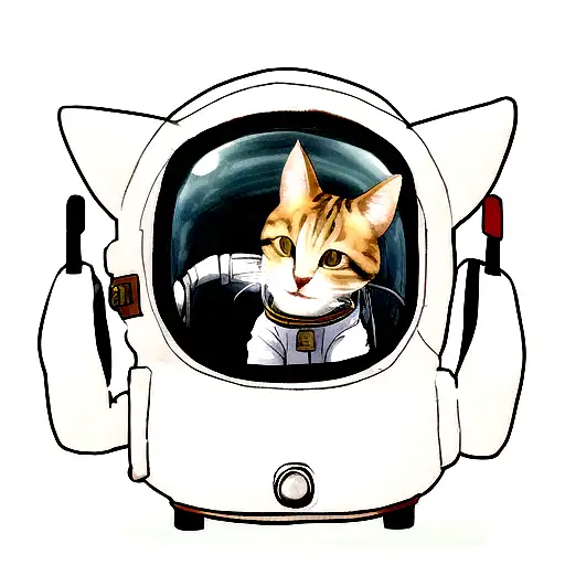 Cat In Space With Astronaut Suit tattoo design idea