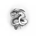 Hand with snake and a phrase saying Trust No One tattoo design idea