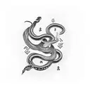 Hand with snake and a phrase saying Trust No One tattoo design idea