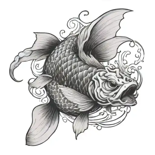 a koi carp transforming into a dragon tattoo design idea