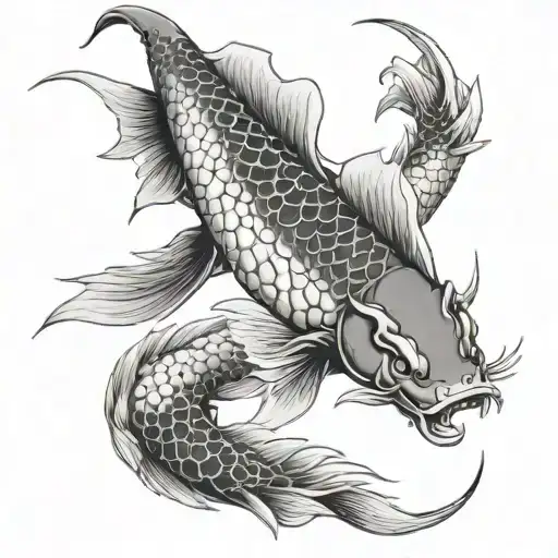 a koi carp transforming into a dragon tattoo design idea