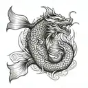 A dragon transforming into koi carp tattoo design idea