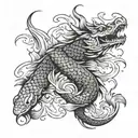 A dragon transforming into koi carp tattoo design idea