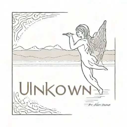 An angel on a frozen lake with the text unknown  tattoo design idea