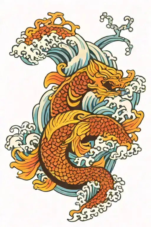 japanese waves forming tattoo design idea