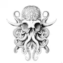 Octopus Skull sword tattoo design idea