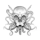 Octopus Skull sword tattoo design idea