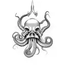 Octopus Skull sword tattoo design idea